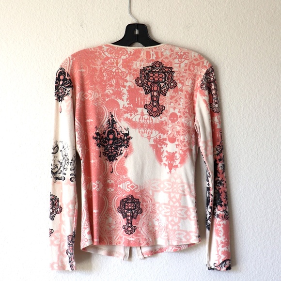 Long sleeve dual zip cotton knit top - Picture 5 of 6